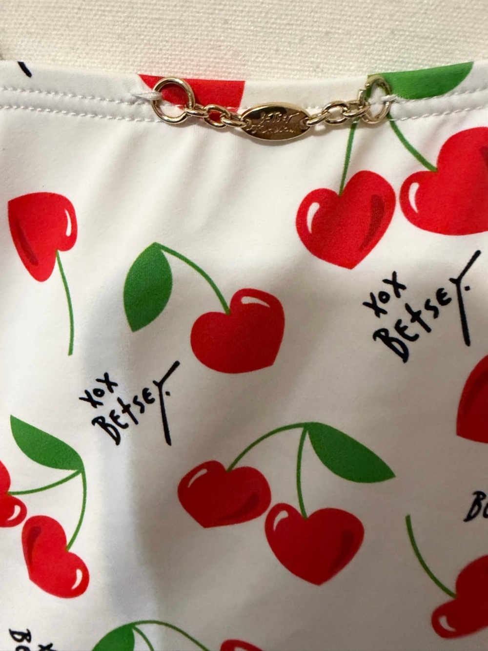 Betsey Johnson White and Cherry-Print Swimsuit MSRP $128 - Picture 6 of 7